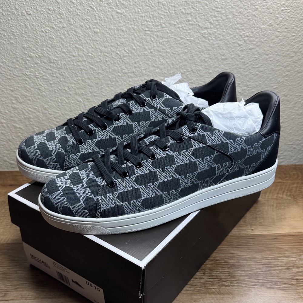 Michael Kors Jack Lace up Signature Black and White MK Logo Low-Top Sneakers